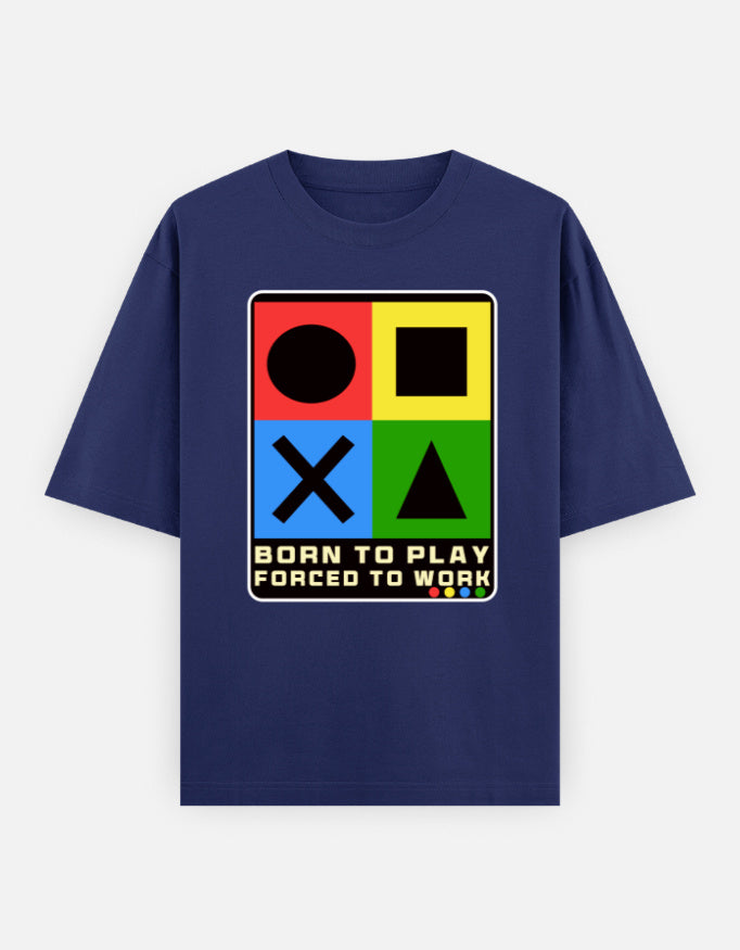 C-Labs Born to Play. Forced to Work. Oversized Classic T-Shirt Royal Blue Front_1_c_9_d8fa91db-4a91-447a-a193-d5a22337e6c7