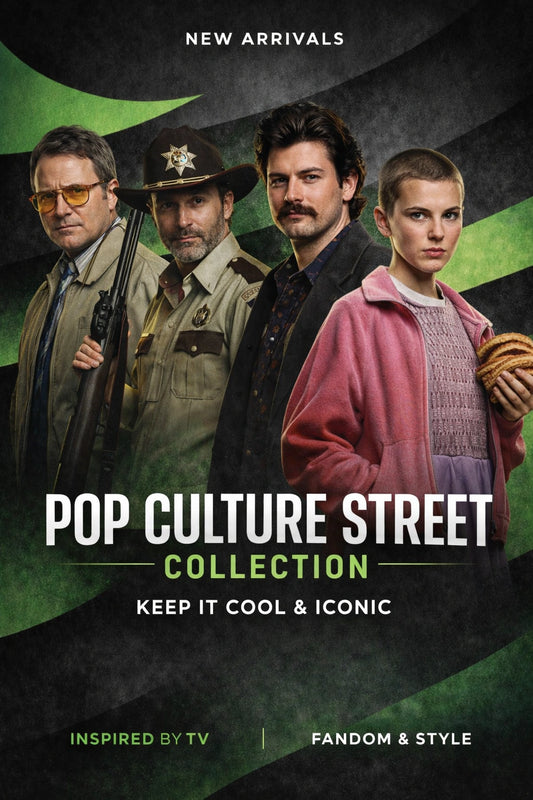Promotional poster for 'Pop Culture Street Collection' featuring four individuals against a dark background.
